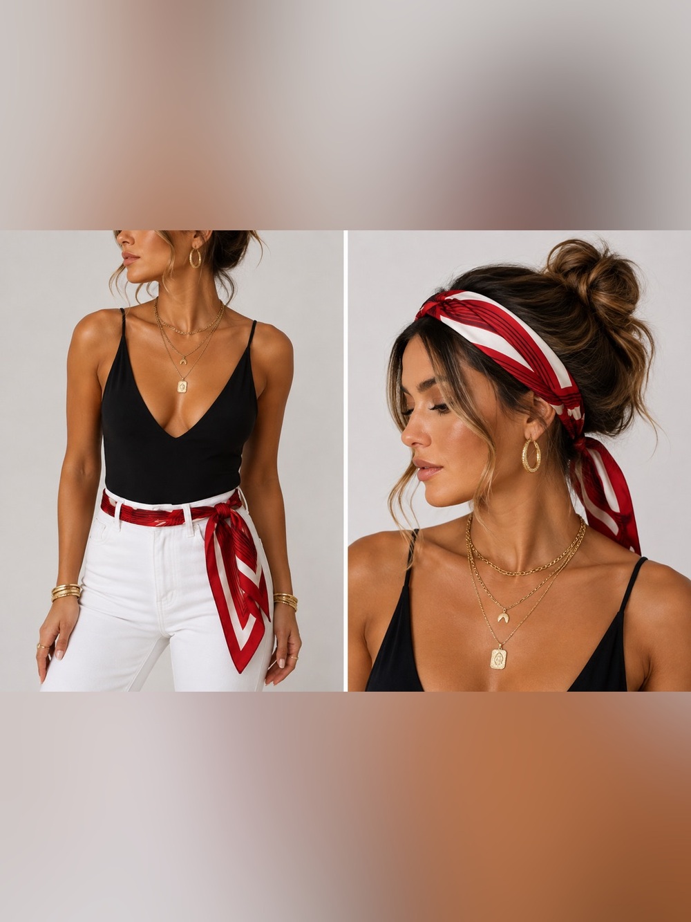 New! Madewell Silk Red & White Striped Scarf